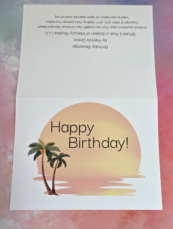 sunrise birthday front and back of card