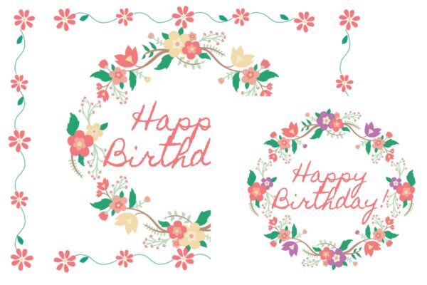 bothversionsCircularFloral Floral Wreath Birthday Card