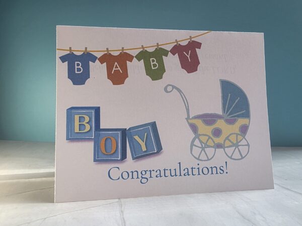 Baby Congratulations Stroller Banner Blocks card