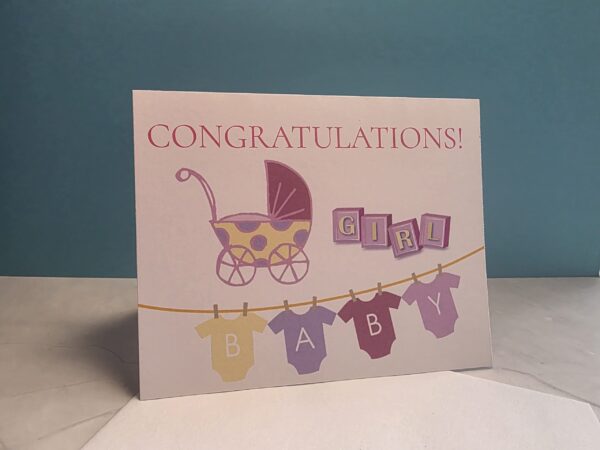 Baby Congratulations Stroller Banner Blocks card